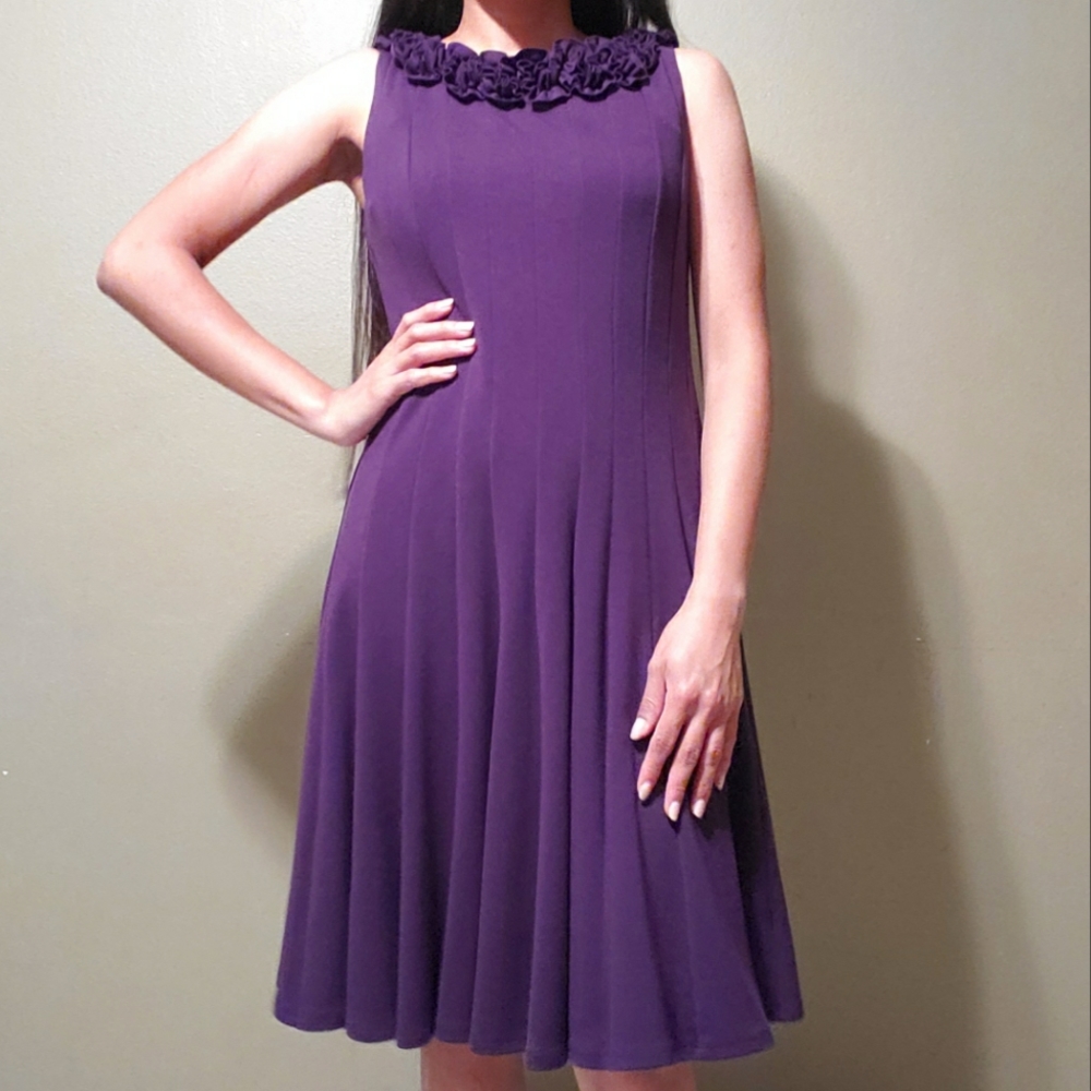 Jessica Howard Dark Purple Midi Sleeveless Dress